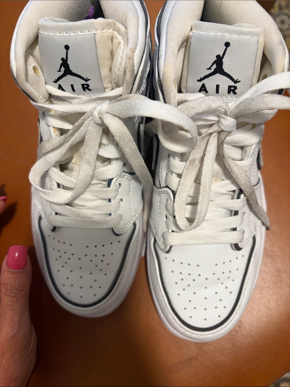 Nike Air White High-Top Sneakers with Black Trim - Picture 2 of 5